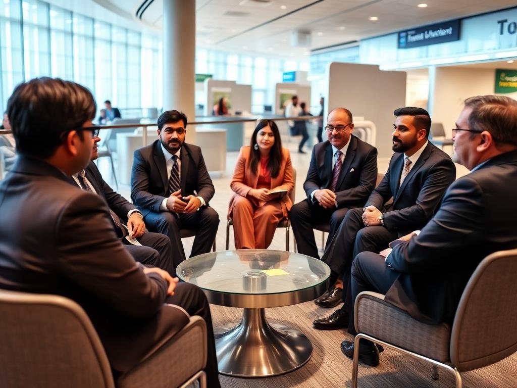 Candidates in a group discussion round during a recruitment drive